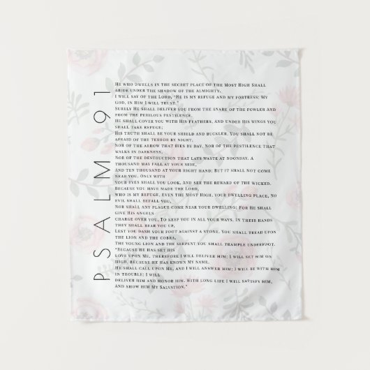 Tenture Psaume 91 Typographie Christian Floral (Devant)