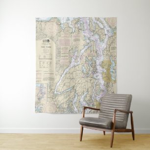 Tenture Puget Sound Graphique nautique 18440