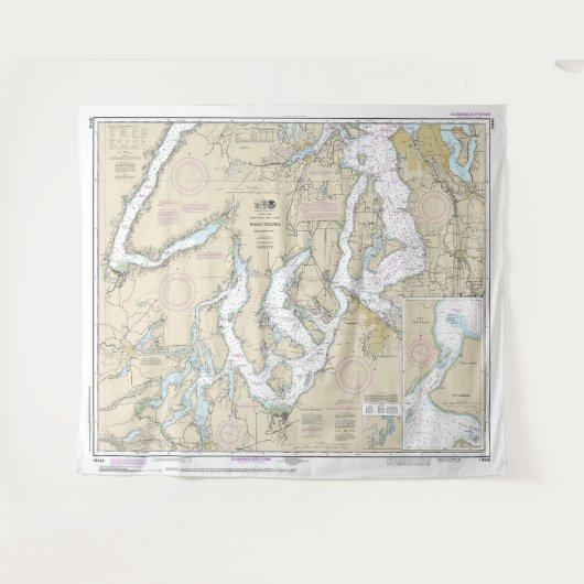 Tenture Puget Sound Partie sud Graphique nautique 18448 (Devant (Horizontal))