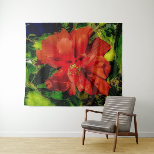 Tenture Puissance des fleurs rouges (En situation (horizontale))