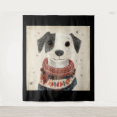 Tenture Pullover noir et blanc pour chiot avec neige (Devant)
