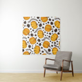 Tenture Pumpkin color seamless pattern, hand drawn squash (En situation (horizontale))
