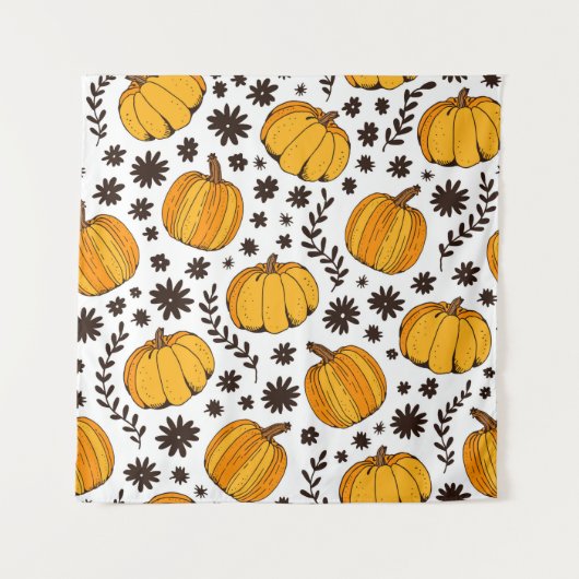 Tenture Pumpkin color seamless pattern, hand drawn squash (Devant)