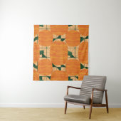 Tenture Pumpkins on geometric triangle background seamless (En situation (horizontale))