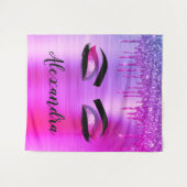 Tenture Purple Glitter Sparkle Eyelashes Monogram (Devant (Horizontal))