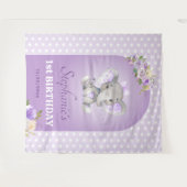 Tenture Purple Lavender Girl Elephant Premier Anniversaire (Devant (Horizontal))