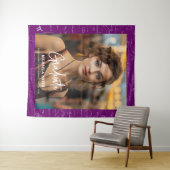 Tenture Purple Math Handwritten Script Photo Graduation (En situation (horizontale))