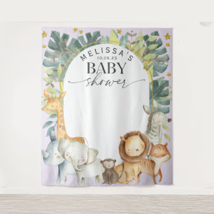 Tenture Purple mignon jungle bébé animaux douche arrière-p
