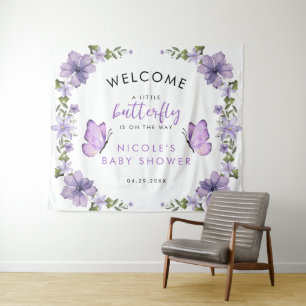 Tenture Purple Papillons Aquarelle Fleur sauvage Baby Show