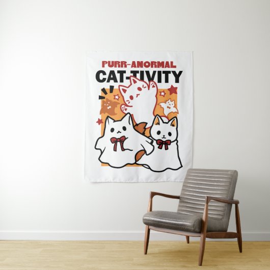 Tenture Purr-anormal Cat Cat mignonne Halloween Conception (En situation)