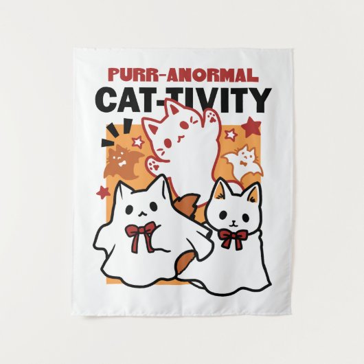 Tenture Purr-anormal Cat Cat mignonne Halloween Conception (Devant)