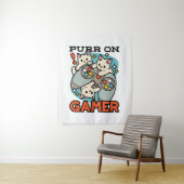 Tenture Purr On Gamer - Conception de jeu vidéo avec un ch (En situation)