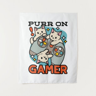 Tenture Purr On Gamer - Conception de jeu vidéo avec un ch