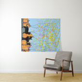 Tenture Pussycats et Citrouilles (En situation (horizontale))