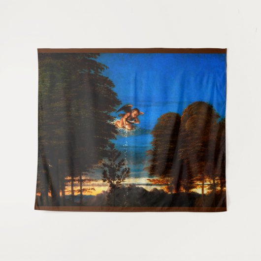 Tenture Putto dans un ciel bleu déverse une cascade de fle (Devant (Horizontal))