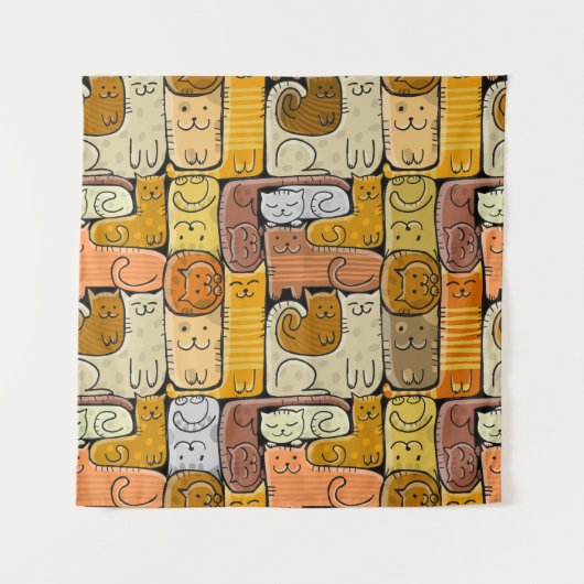 Tenture Puzzle Funny Chats House sans joint (Devant)
