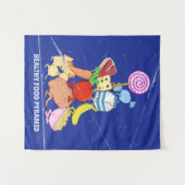 Tenture Pyramide alimentaire saine dessin humoristique (Devant (Horizontal))