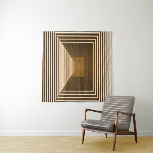 Tenture Pyramide jaune abstraite incluant en profondeur (En situation (horizontale))