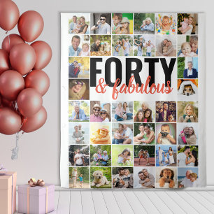 Tenture Quarante et fabuleux 40 Collage photo Anniversaire