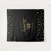 Tenture Quarante | Gold & Black 40th Birthday Party Backdr (Devant (Horizontal))