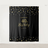 Tenture Quarante | Gold & Black 40th Birthday Party Backdr (Devant)