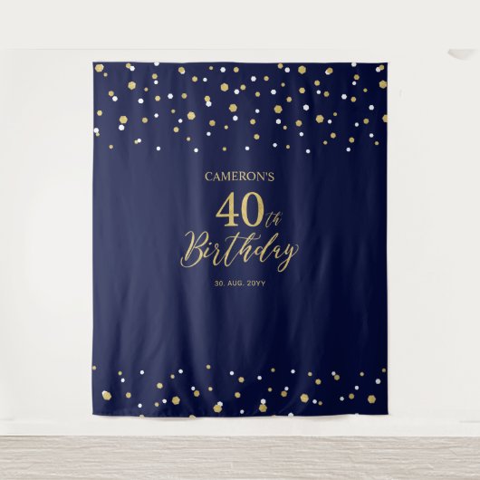 Tenture Quarante | Gold & Navy 40th Birthday Party Context (Devant)