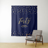 Tenture Quarante | Or et marine Bannière pour fête d'anniv (En situation)