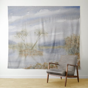 Tenture Quarreling Trees Island Aquarelle Paysage