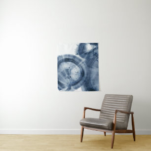 Tenture Quasars - cercles bleus noirs d'encre