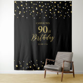 Tenture Quatre-vingt-dix Gold & Black 90th Birthday Party  (En situation)
