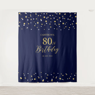 Tenture Quatre-vingts Gold & Navy 80th Birthday Party Co
