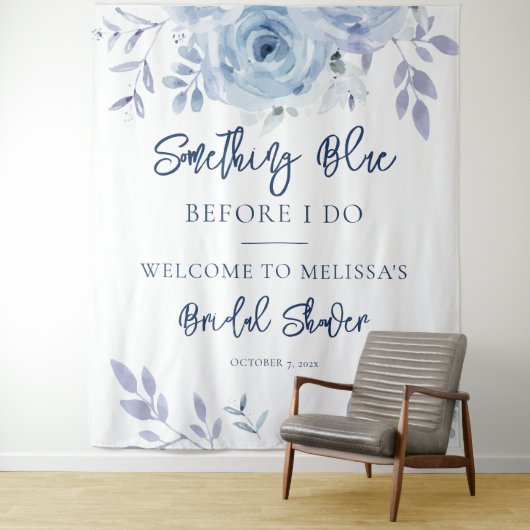 Tenture Quelque Chose de Bleu Script Réception de Mariage (En situation)