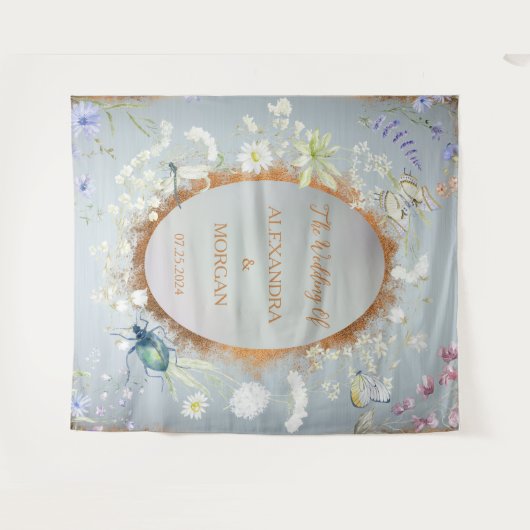 Tenture Quelque chose de Mariage bleu (Devant (Horizontal))