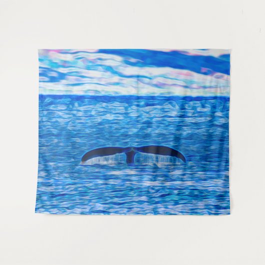 Tenture Queue de baleines Profond Bleu Océan Côtier (Devant (Horizontal))