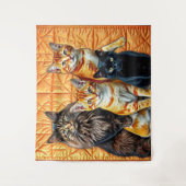 Tenture Quilt Arrière - plan orange Quatre Chats (Devant)