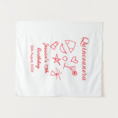 Tenture Quinceanera 15e anniversaire de la plage rouge fêt (Devant (Horizontal))