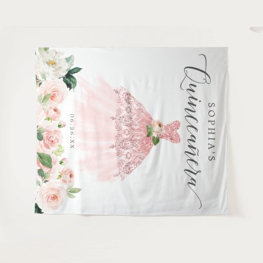 Tenture Quinceanera 15e anniversaire Décor Décor (Devant (Horizontal))