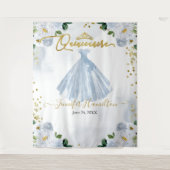 Tenture Quinceanera Arrière-plan Robe bleue Florale rose (Devant)