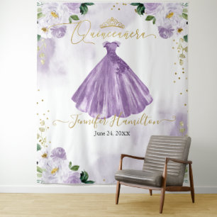 Tenture Quinceanera Arrière-plan Robe Florale violette