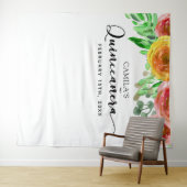 Tenture Quinceañera Backdrop - Floral Elegant Photo Booth (En situation (horizontale))