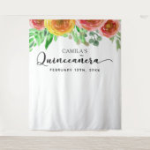 Tenture Quinceañera Backdrop - Floral Elegant Photo Booth (Devant)