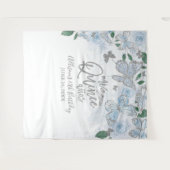 Tenture Quinceanera Bébé Bleu Papillons Fond Floral (Devant (Horizontal))