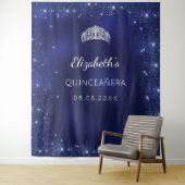 Tenture Quinceanera bleu parties scintillant poussière nom (En situation)