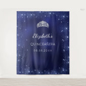 Tenture Quinceanera bleu parties scintillant poussière nom (Devant)