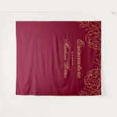 Tenture Quinceanera Bourgogne et dorée - Arrière-plan (Devant (Horizontal))