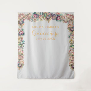 Tenture Quinceanera Florale Diamant Or Glamore