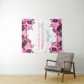 Tenture Quinceanera florale rose arrière-plan (En situation (horizontale))