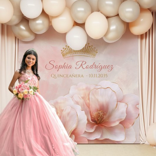 Tenture Quinceanera florale rose classique fond photo
