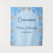 Tenture Quinceañera Ice Blue Silver Winter Snowflake (Devant)