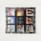 Tenture Quinceanera noir argent parties scintillant photo (Devant (Horizontal))